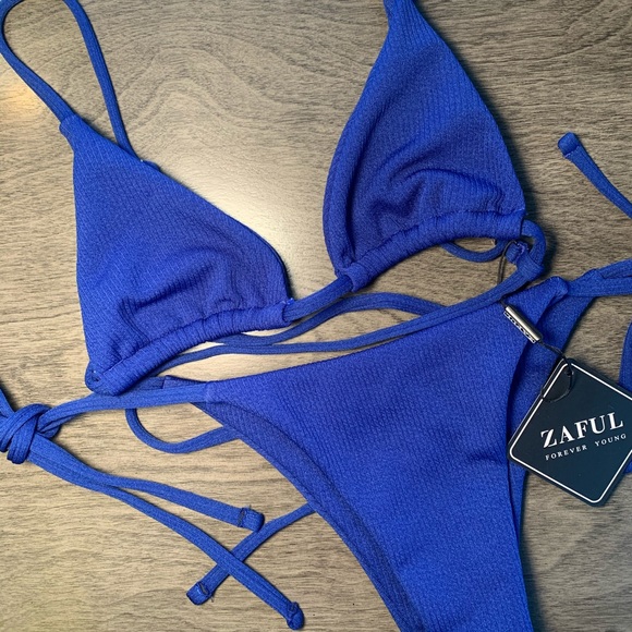 Cobalt Blue Triangle String Bikini Set - Picture 1 of 5